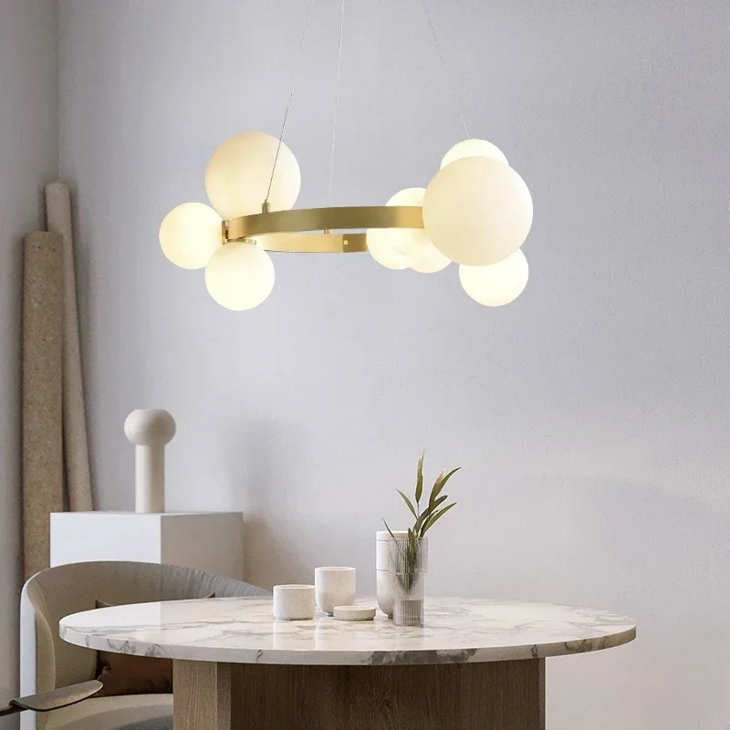 Clear White Glass Ball Chandeliers Parlor Dining Room Bedroom Suspension Lamp Cord Adjustable Include G9 Bulb Good Packaging