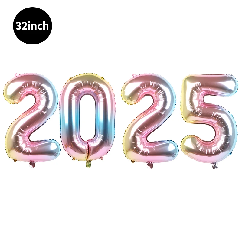 16/32/40inch Happy New Year 2025 Digital Aluminum Film Balloon Happy New Year Balloon Banner New Year\'s Eve Party Decoration Set