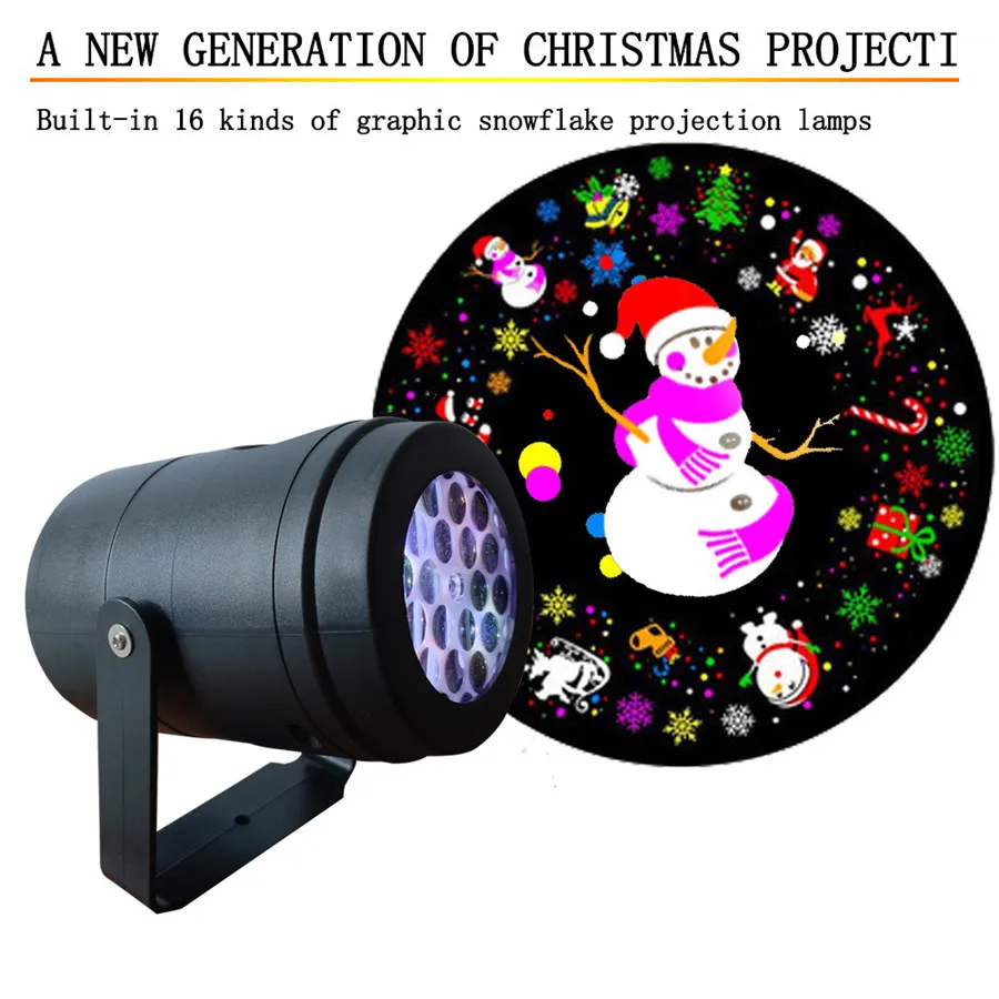 Luce notturna a proiezione natalizia a LED, luce di proiezione della neve, luce a LED rotante a 360 °, per decorazioni per feste di natale in famiglia