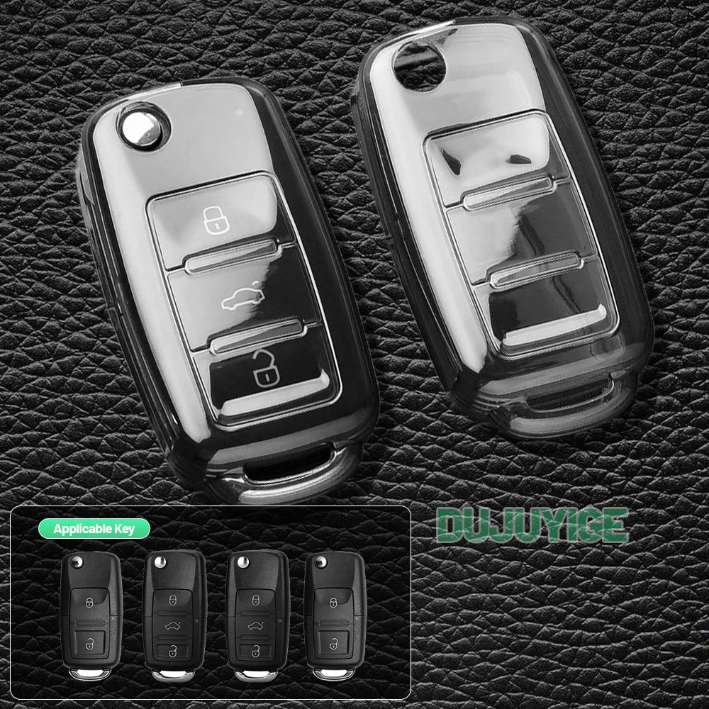 Clear TPU Car Key Case For VW Golf 6 2008-2012 Key Fob Cover Protector Shell Auto Accessories 2009 2010 2011