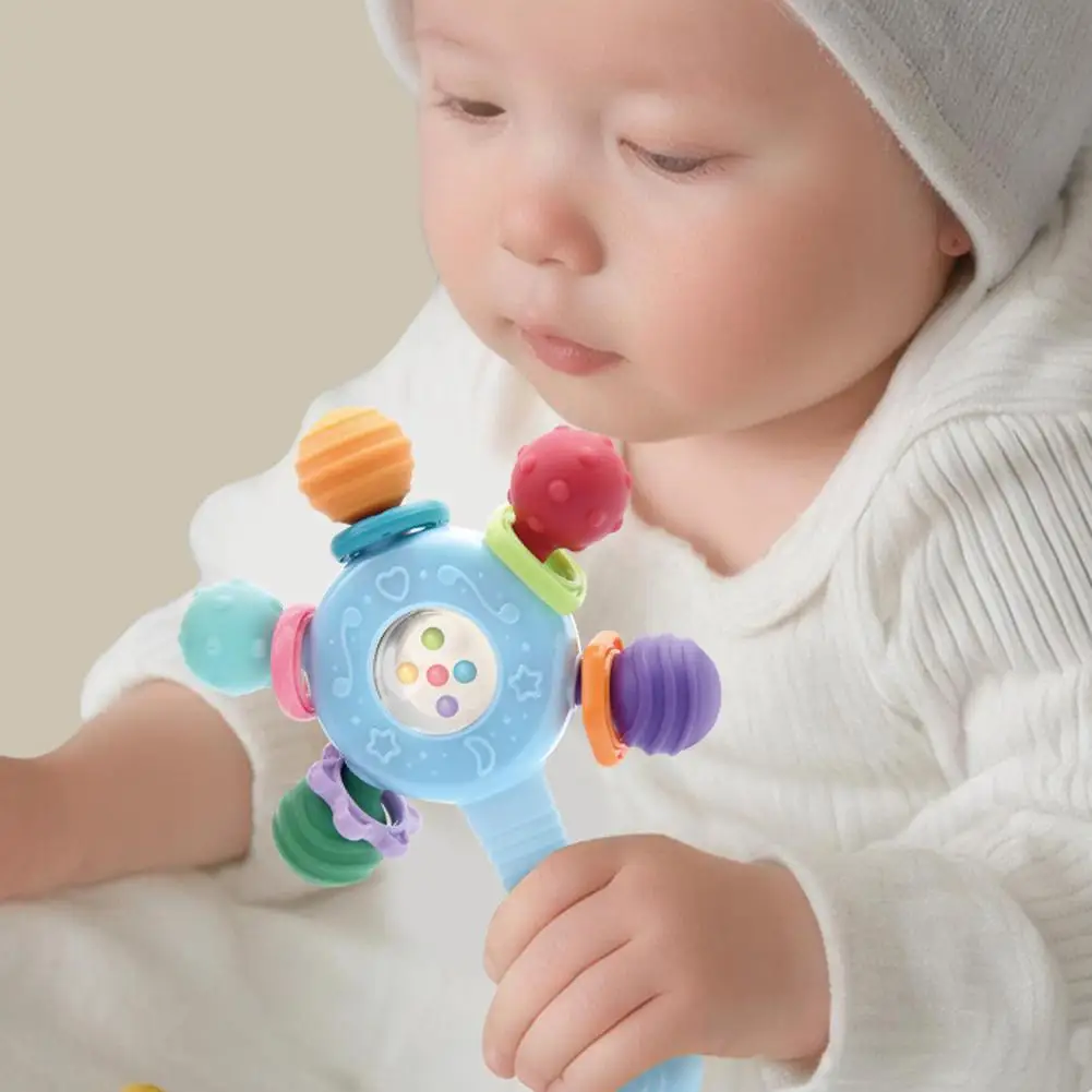 1Pc Baby Silicone Teether Development Toys 0 6 12 Months Sensory Rattle Teething For Toddler Hand Grip Toys Educational Games