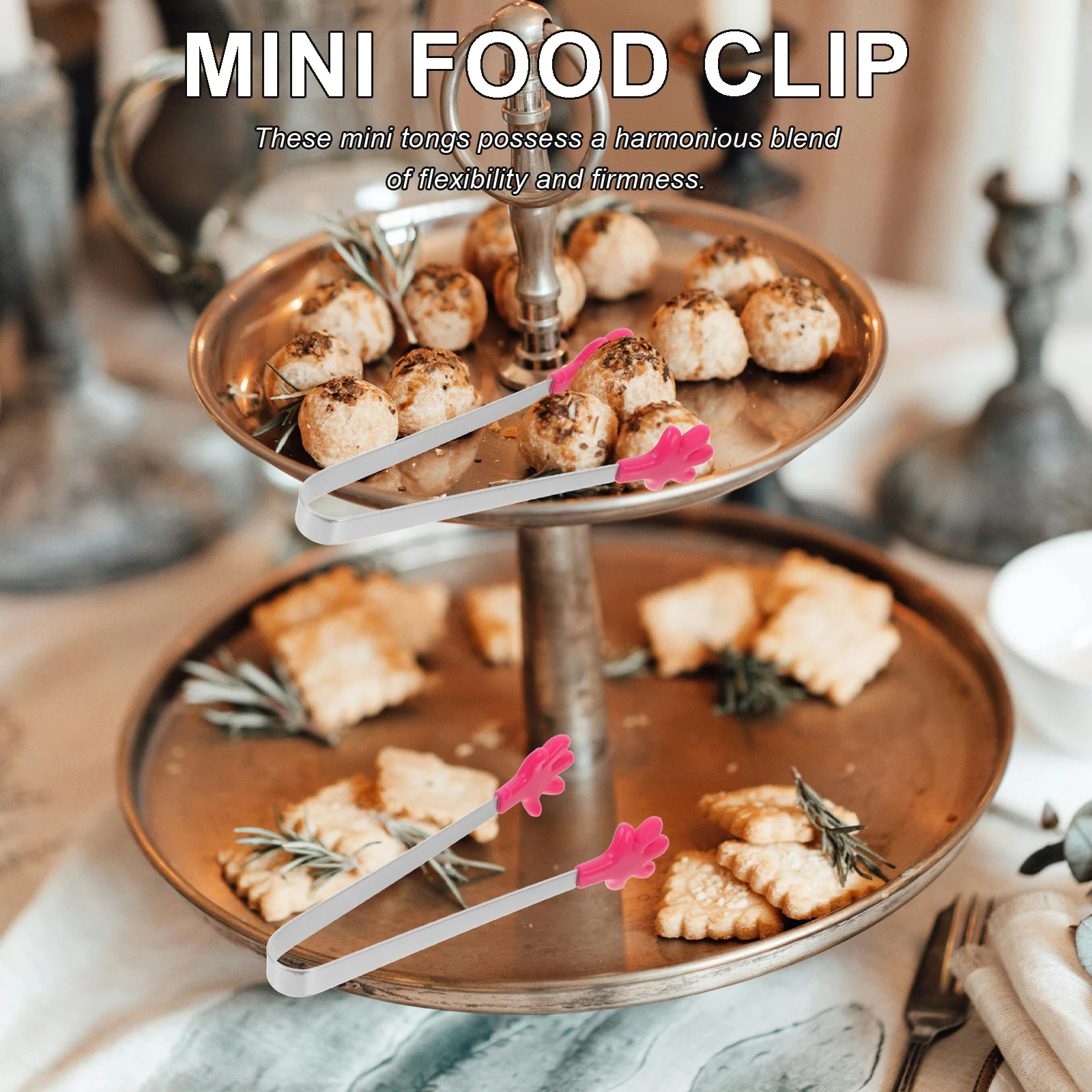 

Мини-щипцы для еды, 5-цветные мини-щипцы из нержавеющей стали, устойчивые к высоким температурам, кухонный гаджет, ледяные закуски, вечерние