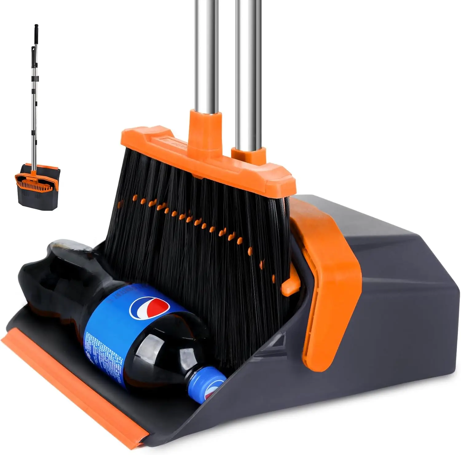 

Broom and Dustpan Set with 51'' Long Handle, Upright Broom and Dustpan Combo for Home Kitchen Office