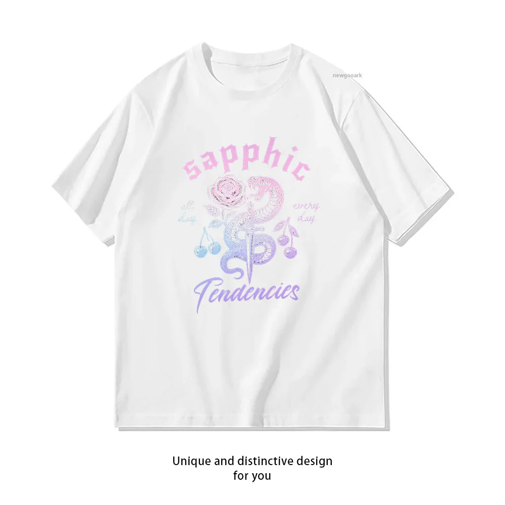 Sapphic tendencies Sapphic wlw tshirt sapphic Shirt Woman Man Summer Cotton Graphic T Shirts O-neck Breathable Tops Tee
