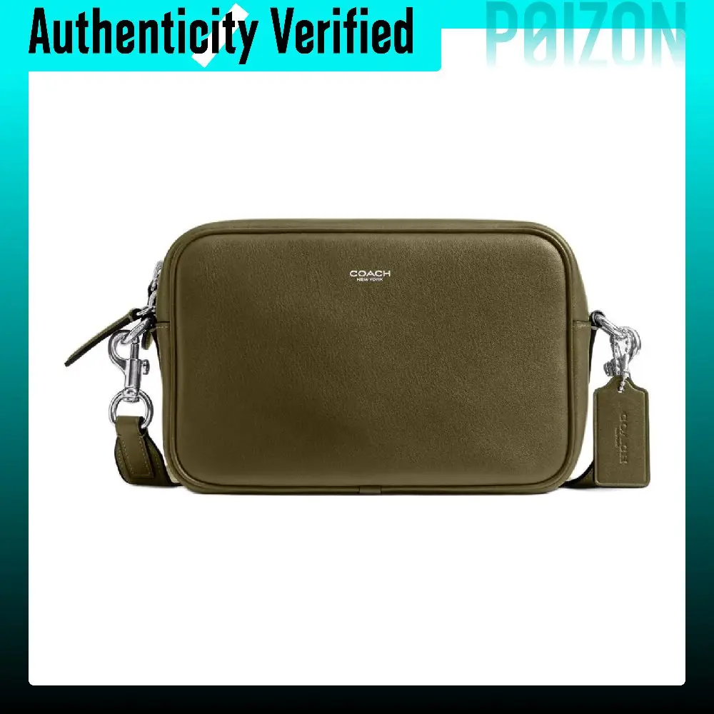 COACH Cow Leather Camera Bag, Shoulder Bag, Crossbody Bag Medium Unisex Olive Green CCB51-OLV