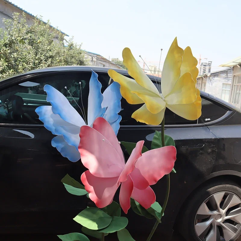

50Cm Giant Crepe Paper Butterfly Gradient Artificial Simulated Fake Butterfly Window Display Garden Decorations 3D Pe Butterfly