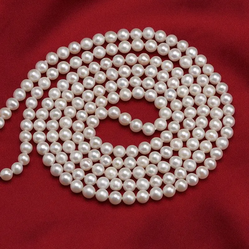 120cm 160cm Pretty Popular Design 6-7mm Round White Akoya Real Natural Pearl Deformable Long Party Necklace