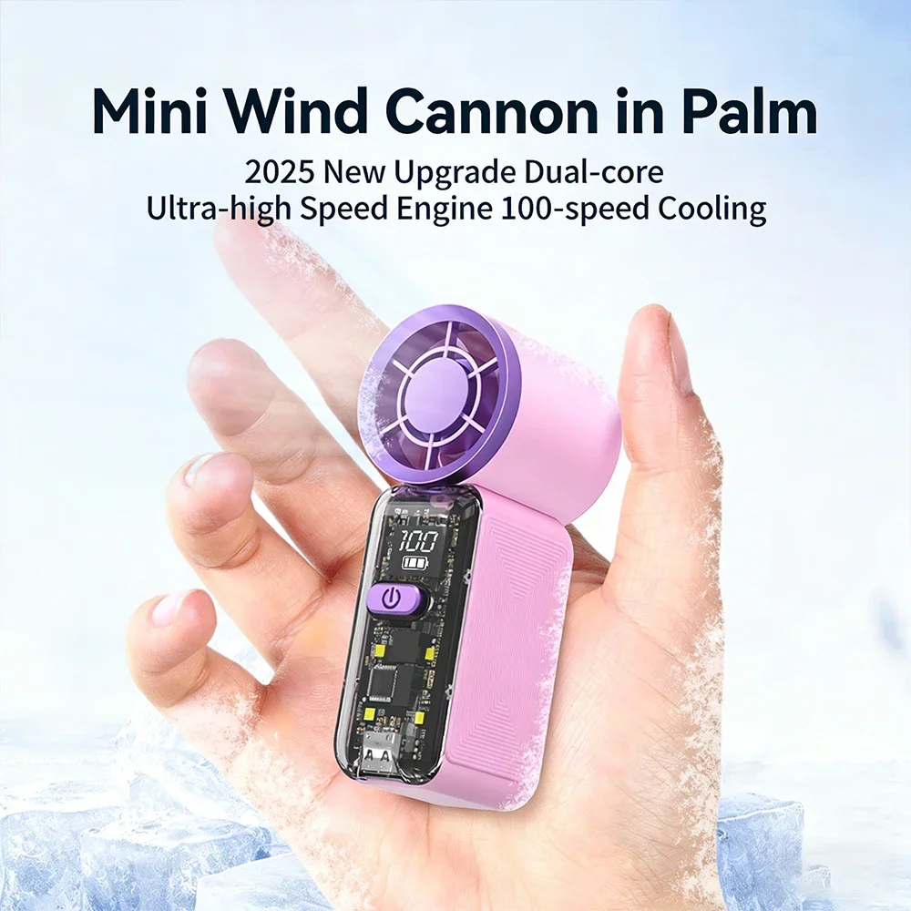 Handheld Mini Wind Cannon Fan Portable High Speed Air Cooling Fan USB Charging Pocket Fan For Summer Outdoor Sports view 3