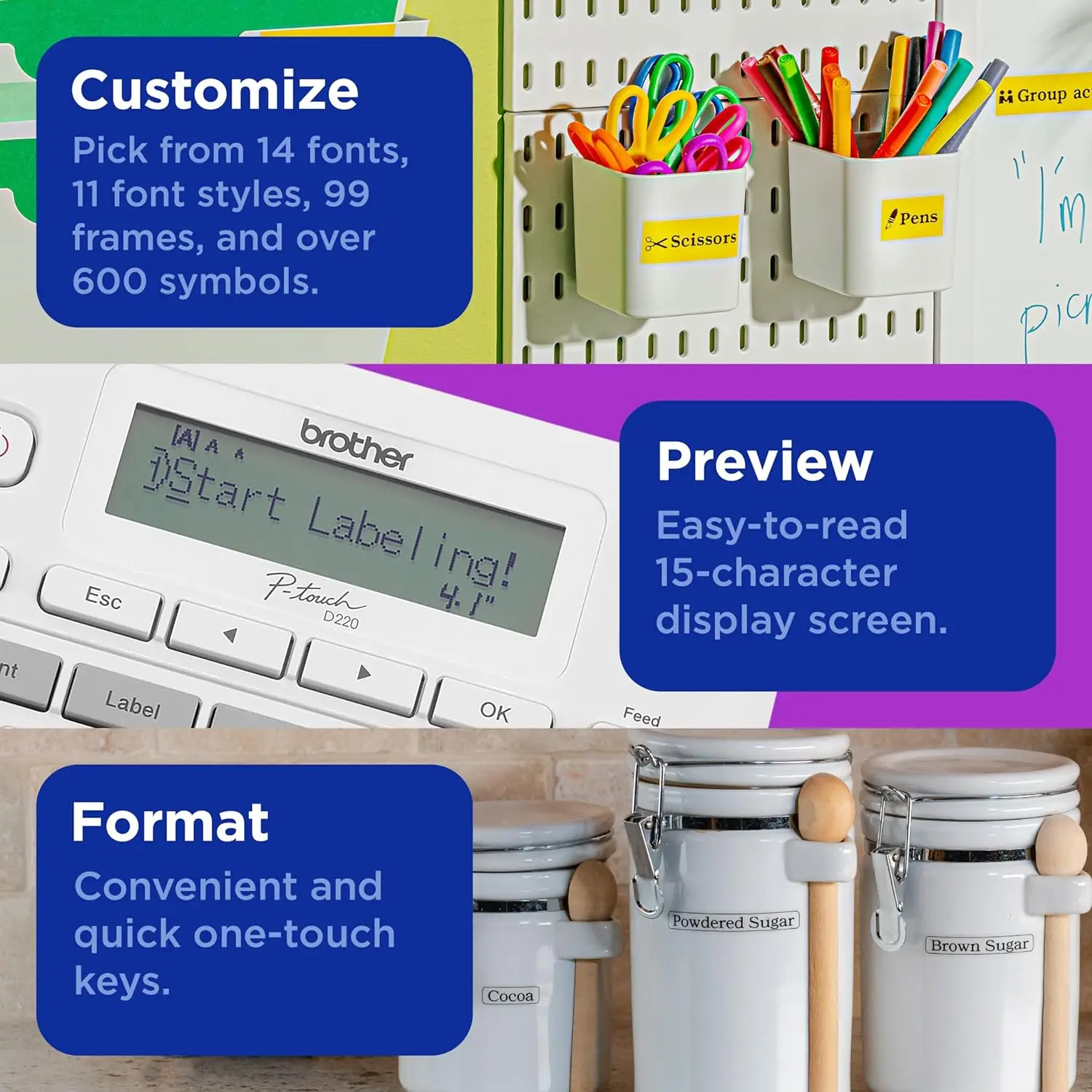 Brother PT-D220 P-Touch Label Maker QWERTY Keyboard 25 Pre-Set Label Templates Thermal Label Memory machine for Home & Office