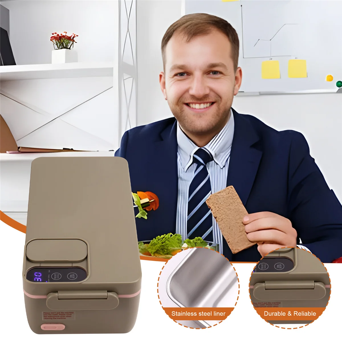 Podgrzewane pudełko na drugie śniadanie Elektryczne pudełko na drugie śniadanie Samonagrzewające pudełko na drugie śniadanie Bezprzewodowy akumulator 304 Stal nierdzewna klasy spożywczej 1L