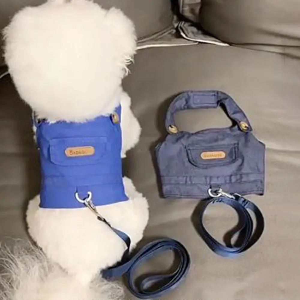 Adjustable Dog Cowboy Clothes Soft Breathable Dog Vest with Traction Rope Easy On and Off Puppy Harness Spring/Summer Season