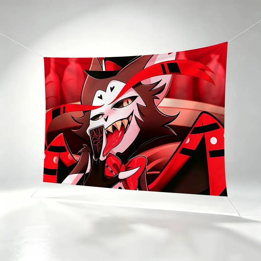 Dark Cartoon H-Husk Hazbin Hotel  Flags Wall Hanging Background Art Banner for Bedroom Home Outdoor Decor