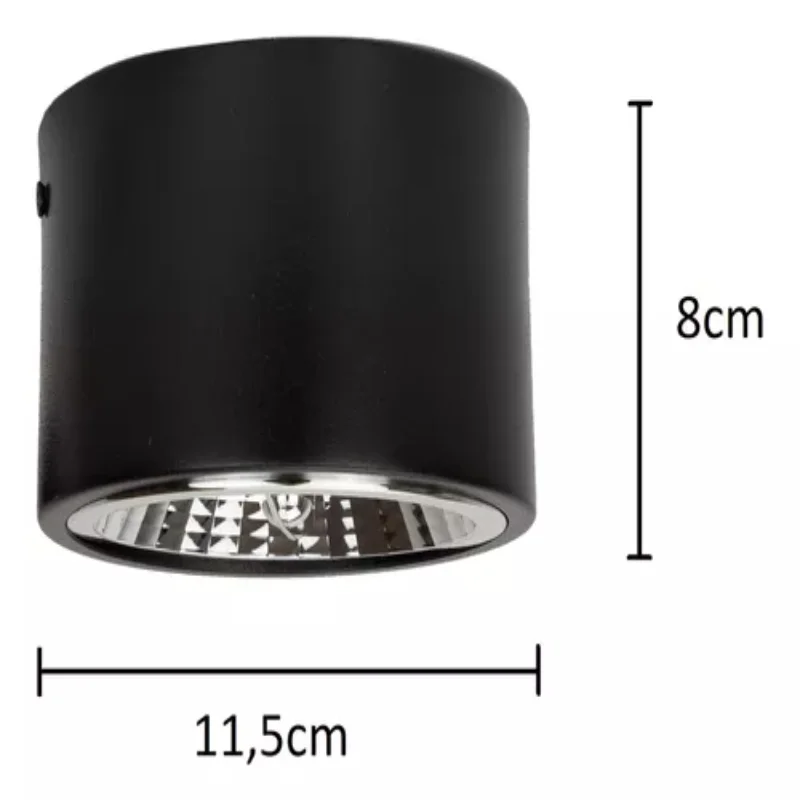 Overlay Ceiling Cylinder Ar111 Aluminum+1 Ar111 12w Color Black  Cold 110V/220V Ceiling Lamps