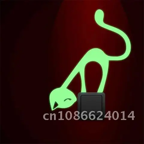 

Adorable Mischievous Feline Glowing Wall Sticker Bedroom Living Room Dark Glow Home Decor Fluorescent Decals Switch Luminous St