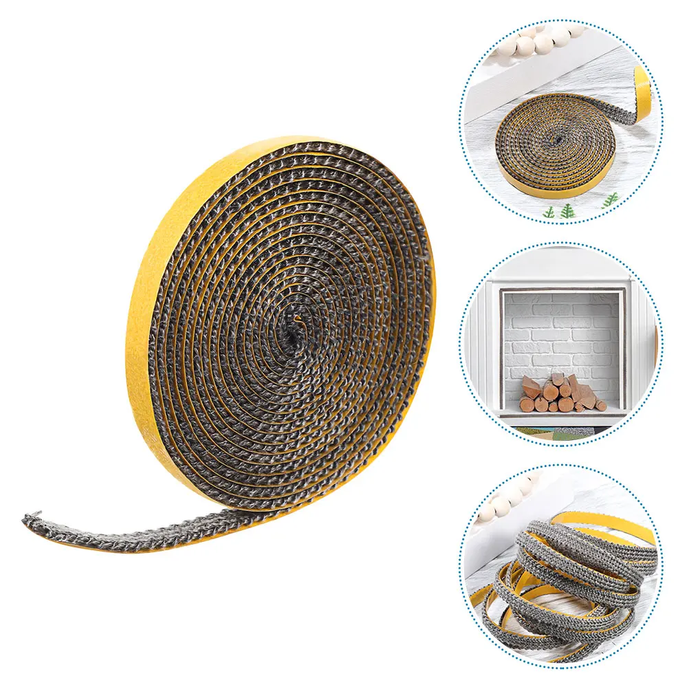 Junta de sellado plana, tira selladora de fibra de vidrio autoadhesiva resistente al calor para chimenea de madera, inserto de quemador, sellado de puerta, caldera de madera
