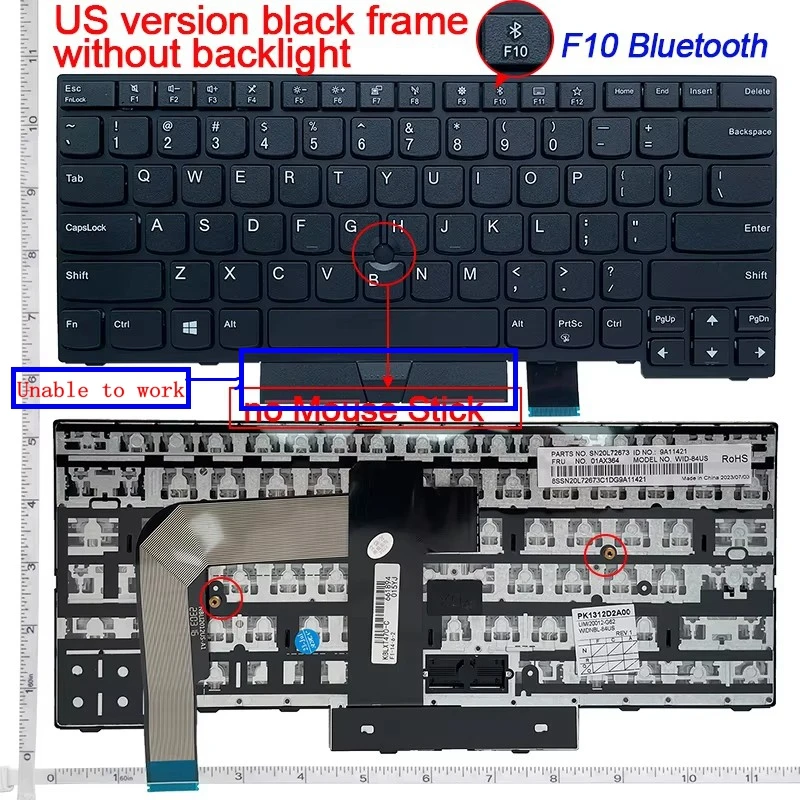 US Keyboard For ThinkPad A475 A485 T470 T480 PN 01HX339 01HX379 01HX299 01HX328 01HX368 01HX408 01AX364 01AX405 01AX446