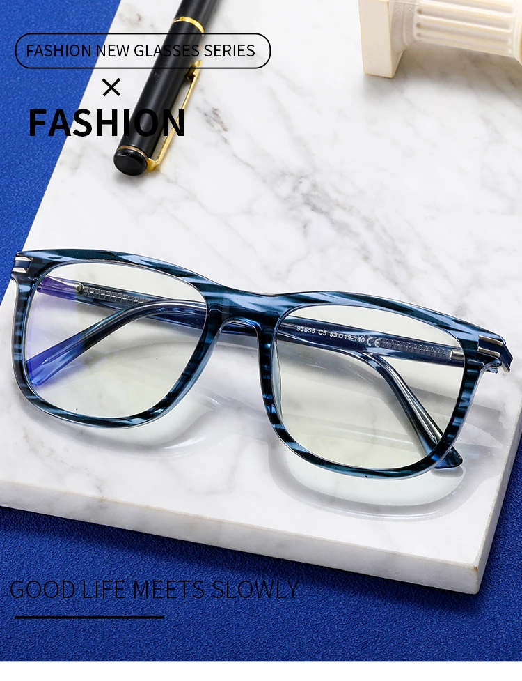 BEMORE Square Optical Glasses with Prescription Man Acetate Anti Blue Light Myopia Photochromic Progressive Eyeglasses