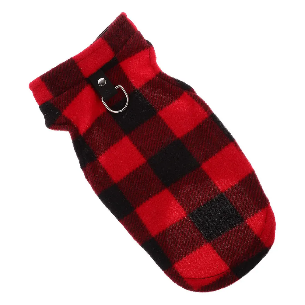 

Small Dog Warm Checked Fleece Vest Autumn Winter Coat Windproof Dog D-Ring Winter Jacket Pet Vest Pet Festival Clothing