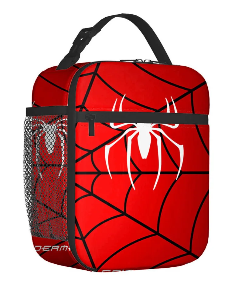 صندوق غداء مطرز برسوم كرتونية للرجل العنكبوت للرجال والنساء ، مبرد حراري محمول ، رحلات مدرسية ، حاوية طعام ، حقائب حمل #3