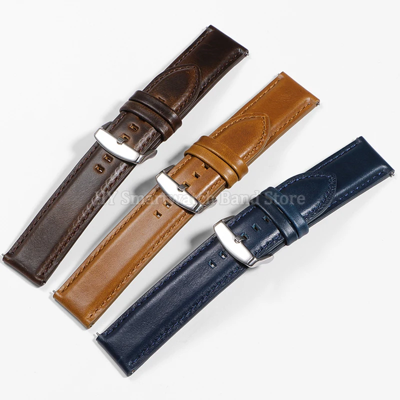 18mm 20mm 22mm 24mm 26mm Cowhide Watch Strap for Seiko for Omega for DW Wrist Band Vintage Leather Bracelet Quick Release Strap