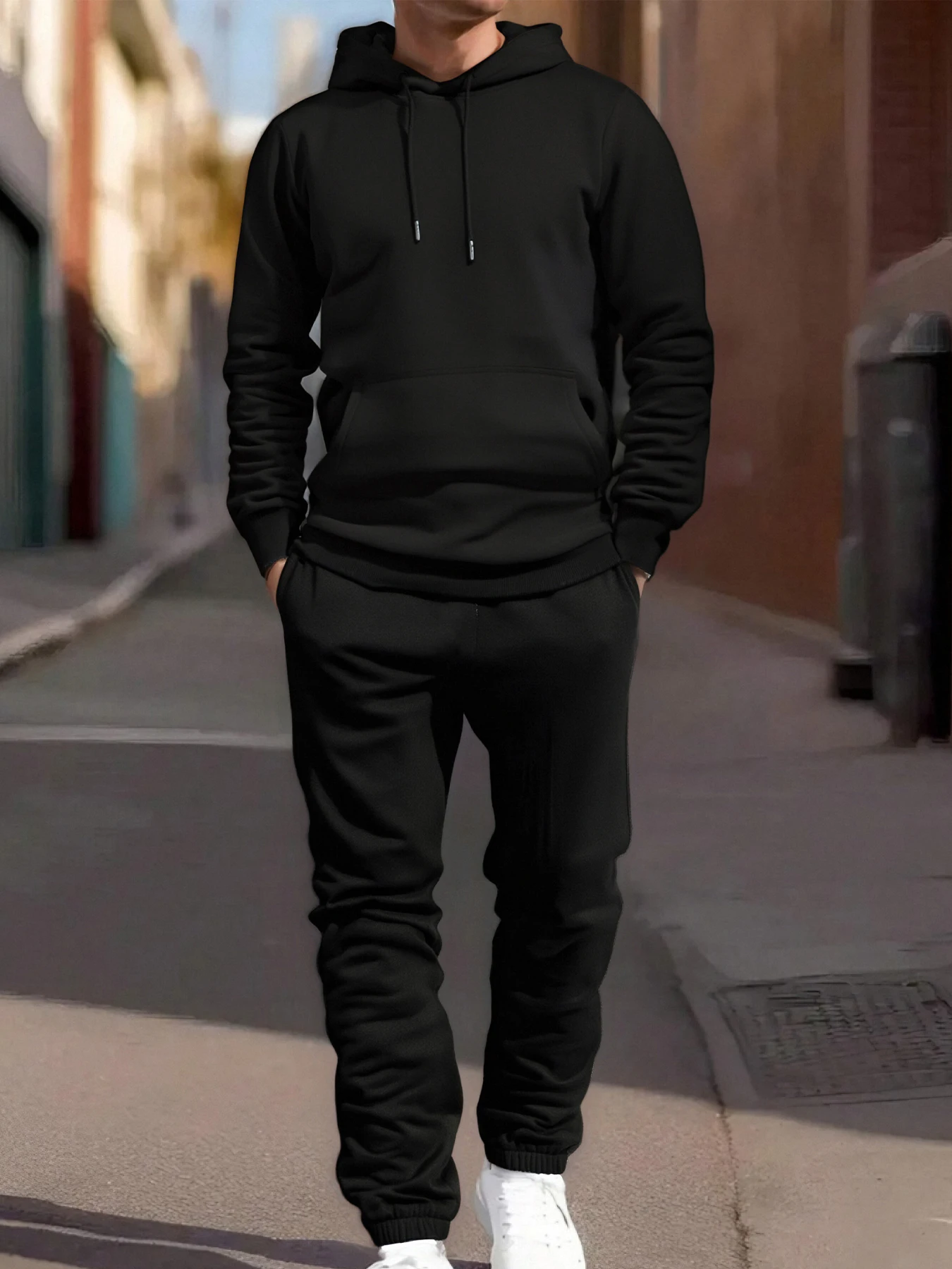 طقم سويت شيرت وركض بغطاء للرأس للرجال: ملابس رياضية كاجوال للترفيه اليومي وأسلوب الشارع