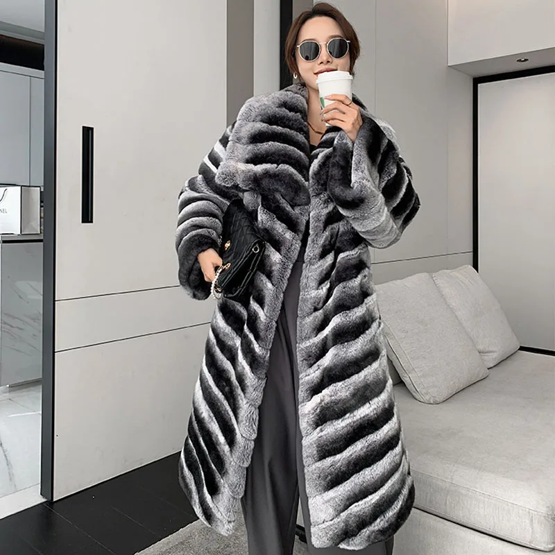 

Women's Rabbit Fur Coat Real Rex Rabbit Fur Coat Winter Long Fur Coat Women Best Seller Warm Winter Luxury