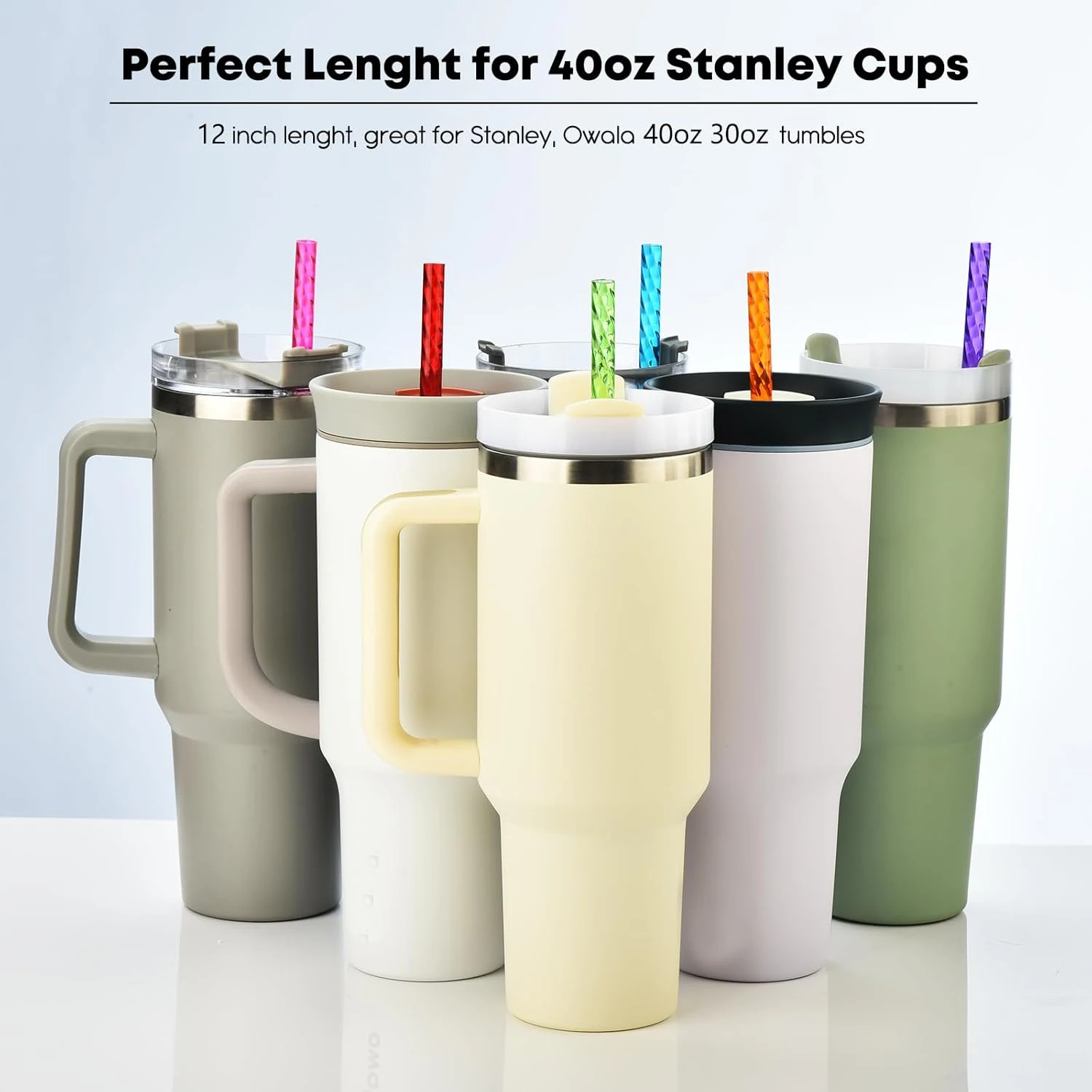 10 PCS Plastic Swirl Reusable Drinking Straws Fit for 40oz Stanley Tumbler, 12\
