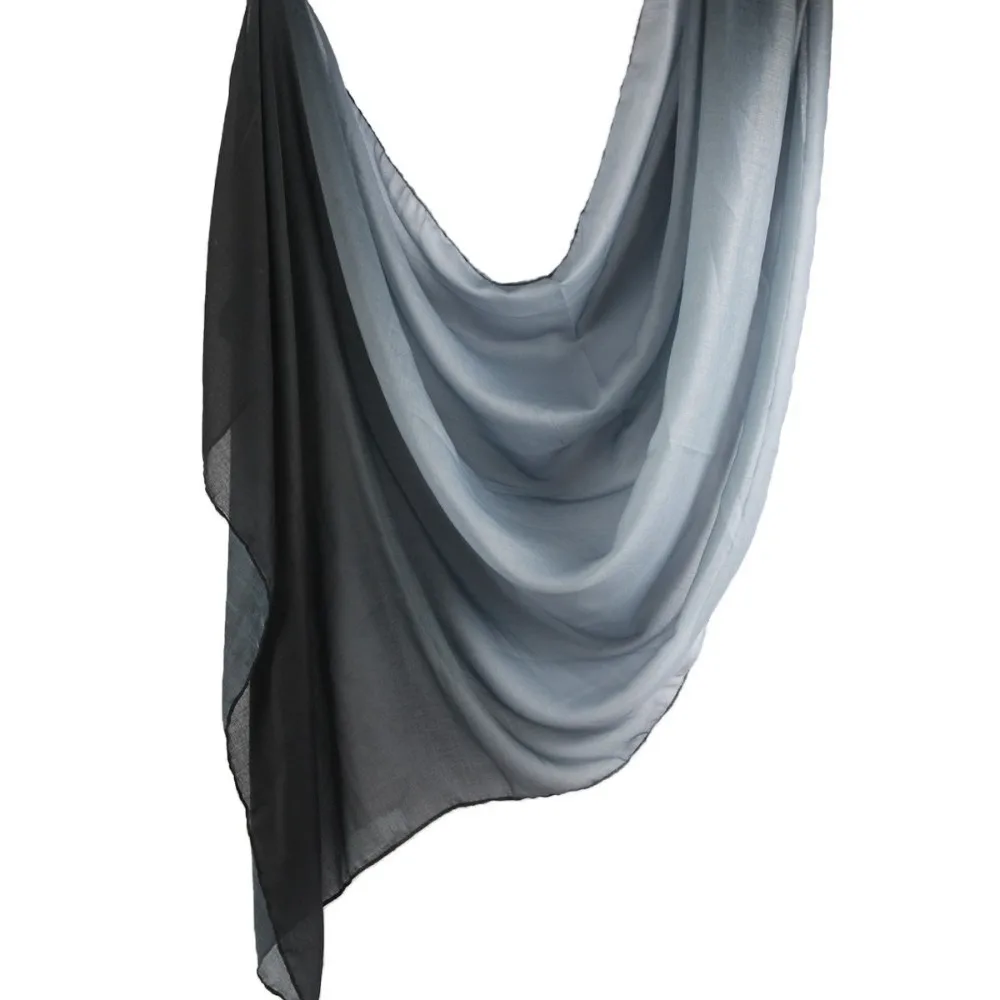 

Elegant Gradient Color Hijab Scarf Long Bandana Headscarf Wide Edge Thin Wraps Shawl Beach