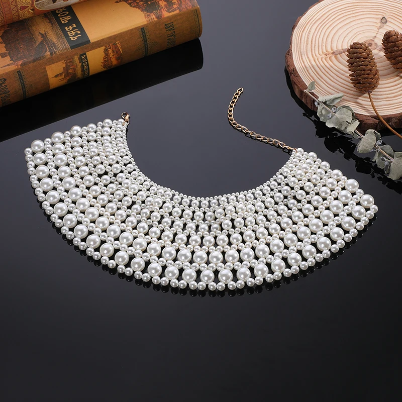 

Vintage Elegant Multi-Layer Faux Pearl Necklace for Women - Handcrafted Beaded Wave