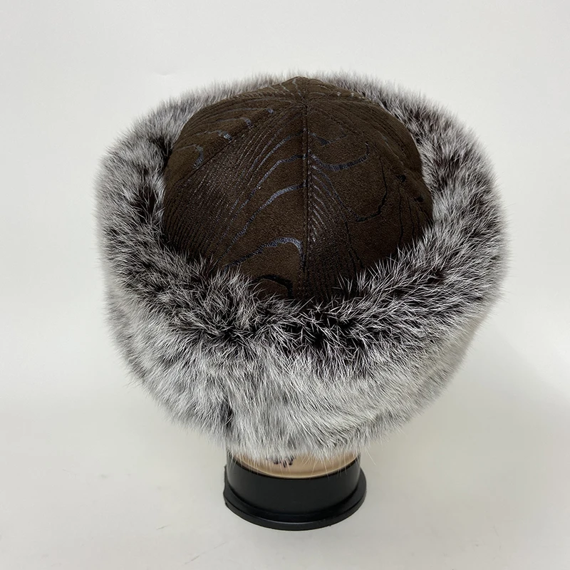 帽子 Rubbit Fur Long Brim Hat New Fashionable Fur Caps Real rabbit Fur Hats For Women Warm