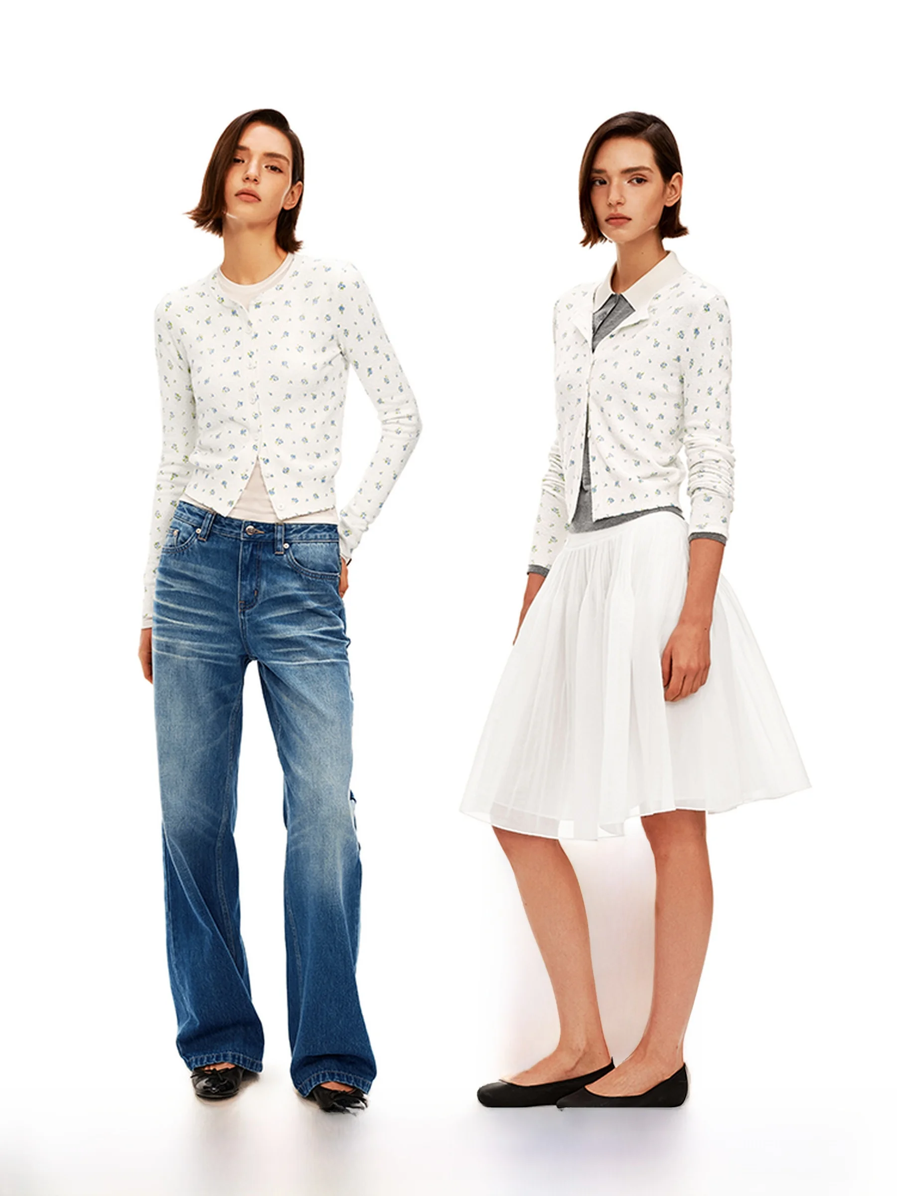 

Женский тонкий вязаный кардиган PUKI Slim Fit с цветочным узором, круглым вырезом и открытыми плечами, повседневная верхняя одежда