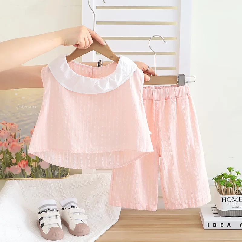 

New Summer Fashion Baby Girls Clothes Suit Children Casual Sleeveless Vest Shorts 2Pcs/Sets Infant Clothing Kids Tracksuits