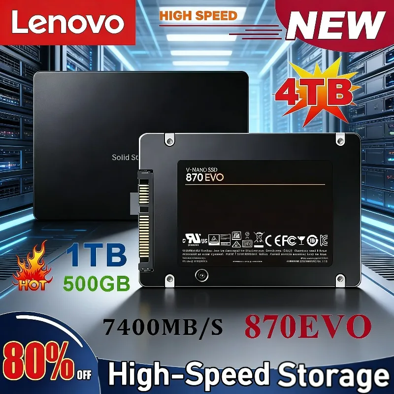 

Твердотельный накопитель Lenovo SSD 870 EVO 1 ТБ/2 ТБ/4 ТБ/500 ГБ, внутренний жесткий диск SATA3 2,5 дюйма для ноутбуков, микрокомпьютеров и настольных ПК