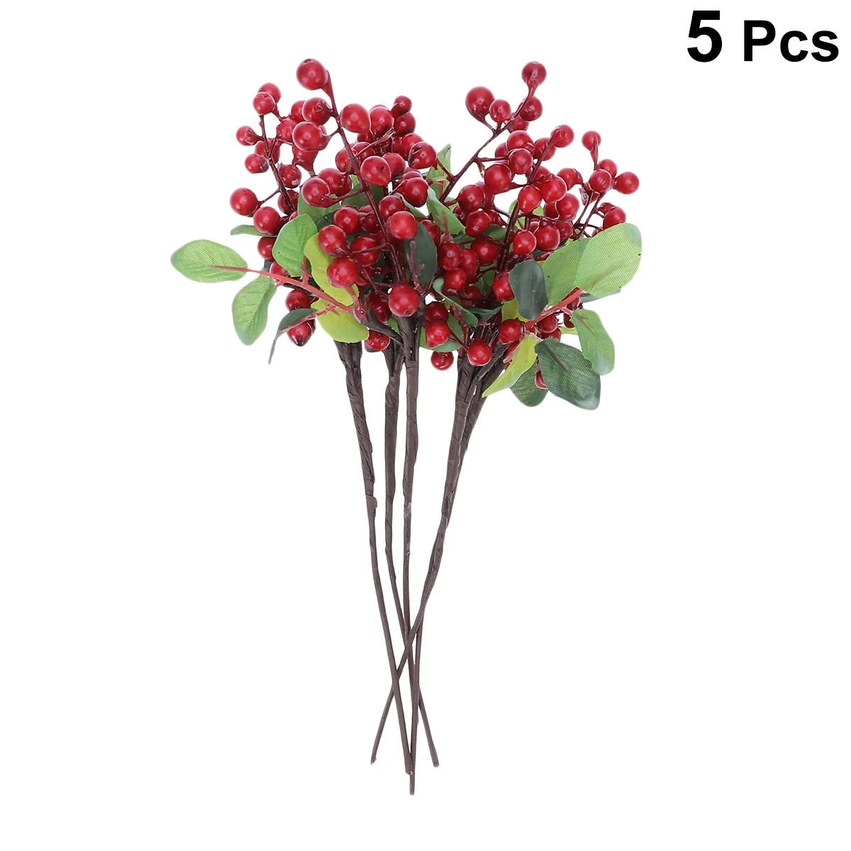 

5pcs Artificial Berries Lifelike Red Pvc Holly Cherries Christmas Decor For Wedding Party Home Diy Ornament Berry Flower
