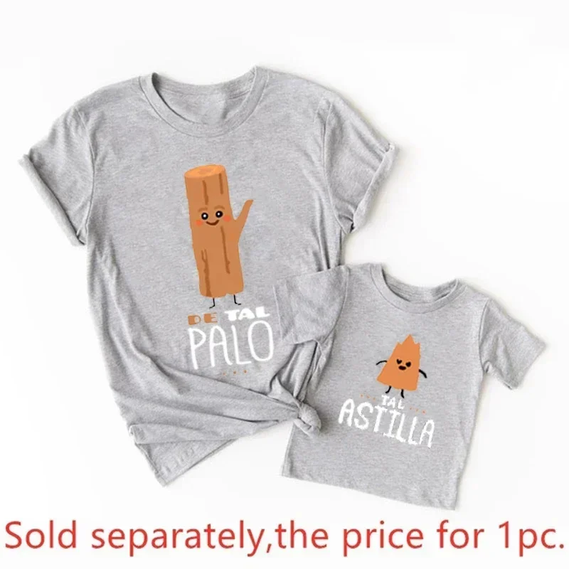 Father and Kids Clothes Funny Family Outfits Cotton Mother Kids Short Sleeve T-Shirt Palo Astilla Letter Print Family Clothes