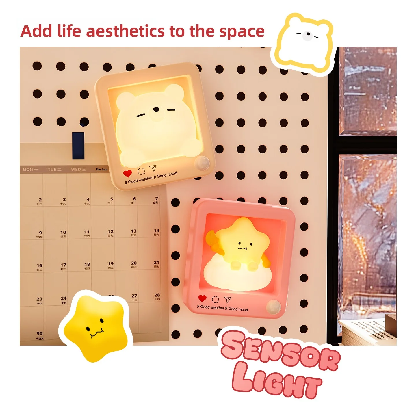 ضوء ليلي ذكي بمستشعر جسم الإنسان لغرفة النوم والممر، مصباح تثبيت مغناطيسي بدون مثقاب