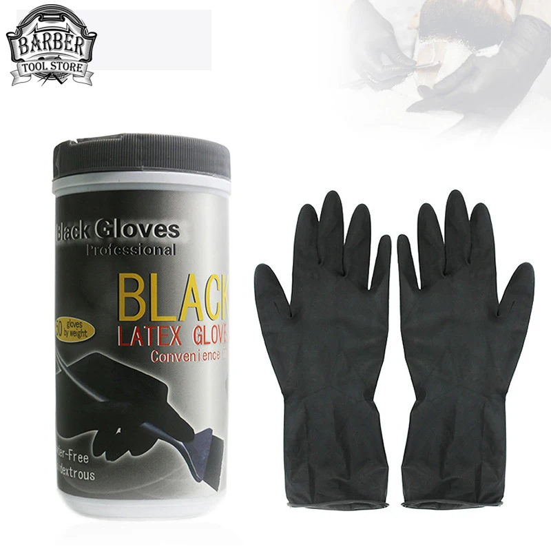 Black Rubber Gloves Waterproof Thickened Durable Salon Hair Colour Clean Products For Hair Professional Hairdressing Accessories