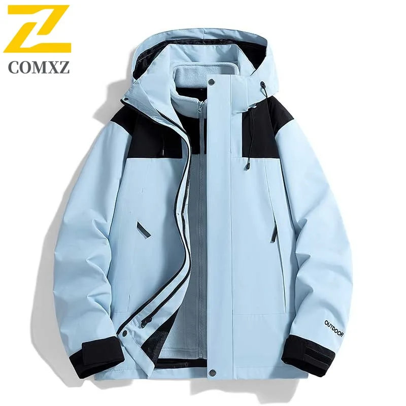 

COMXZ 2025 уличная теплая ветровка унисекс со съемной подкладкой, комплект из двух предметов, брендовая куртка для альпинизма 3 в 1, пальто
