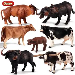 Oenux Farm Animals Simulation Poultry Cow Cattle Calf OX Bull Action Figures Figurine PVC Cute Model Education Toy For Kids Gift