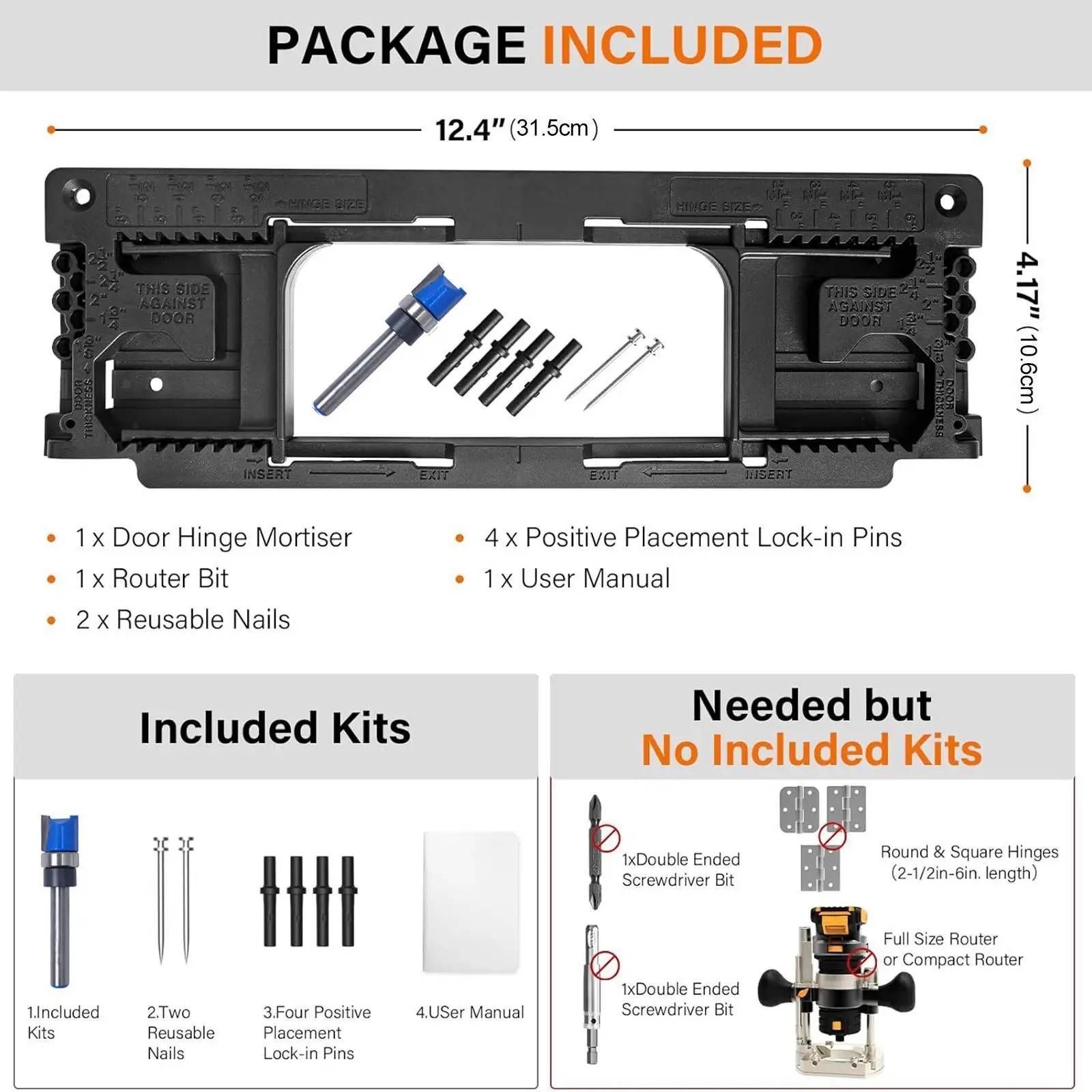 

Door Hinge Jig Mortising Router Template ABS Installation Kit for Woodworking Door Fittings