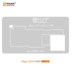 0.12 Amaoe Universal Reballing Stencil Interposer For iPhone X 11 12 13 Middle Layer Frame Repair Tools Steel Mesh Tin Planting