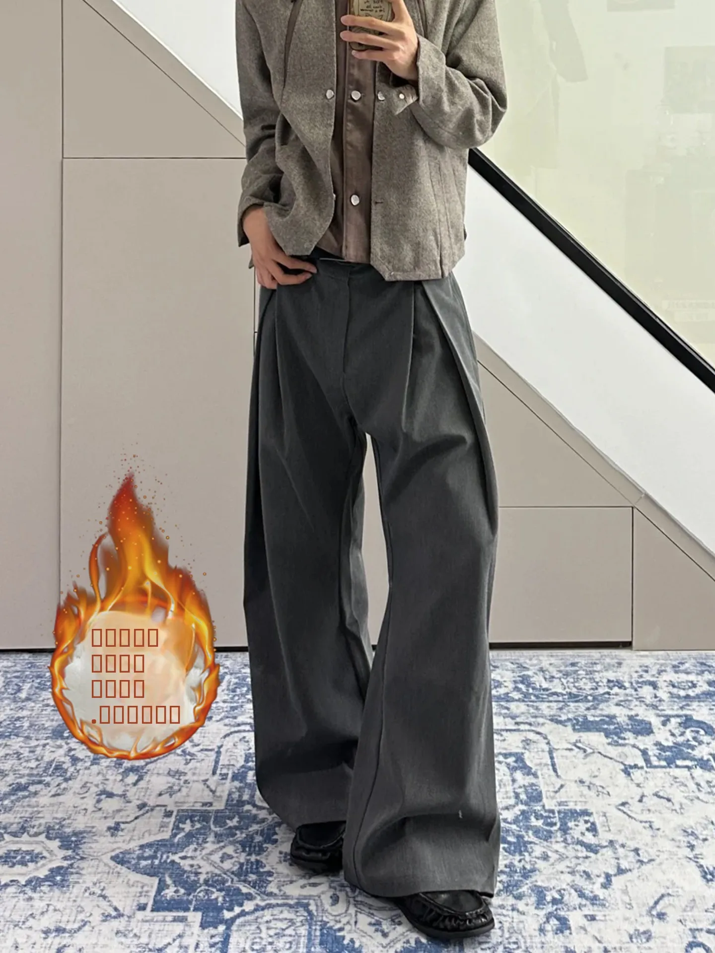 

Мужские повседневные брюки Thiened Fce, прямые, с зауженным низом, теплые зимние, для повседневной носки, облегающие джинсы