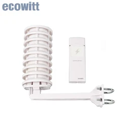 Sensor de detecção de relâmpago sem fio Ecowitt WH57 com escudo de radiação solar, detecta parafusos relâmpago e tempestades dentro de 25 milhas