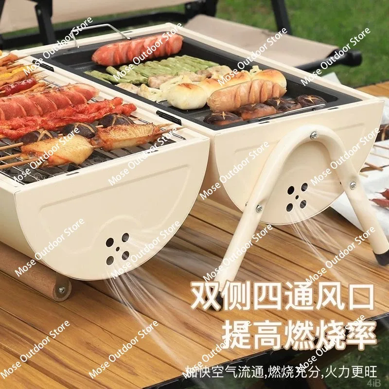 

Thickened stove Outdoor cookware Charcoal folding household charcoal grill Smokeless heating stove Stainless steel