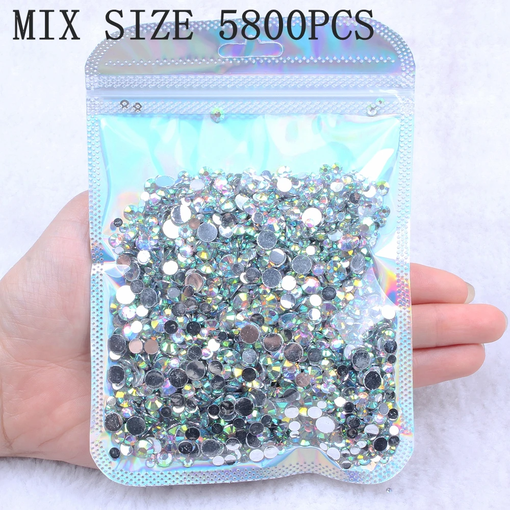 

New Resin Rhinestones 2-6mm Mix Size 47g Flatback Many Colors To Choose Round Glue On Diamonds For DIY Nails Art Decorations