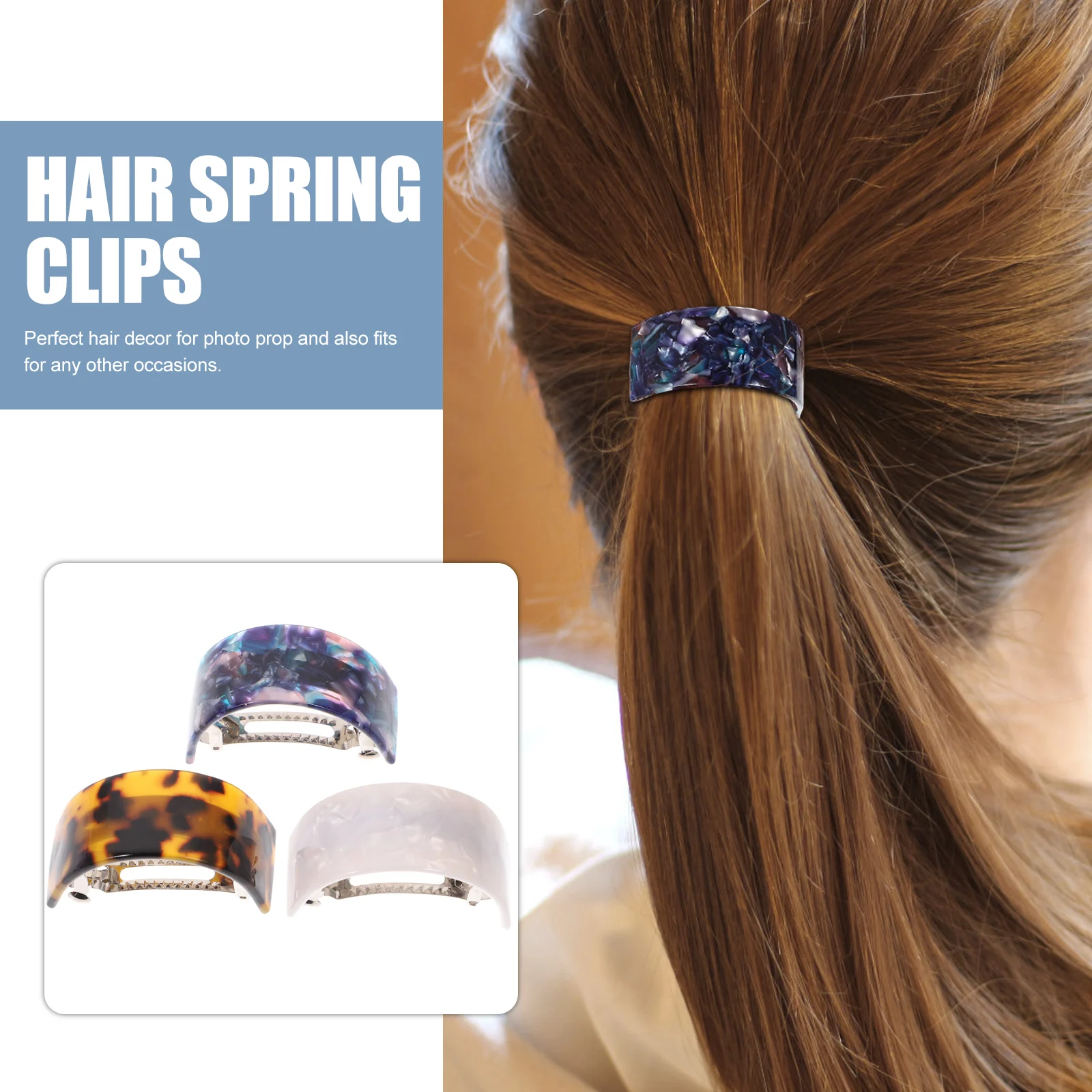 

3pcs Sky Tortoiseshell Hair Clips Lightweight Soft Vintage Photo Props Women Headdress Hair Accessories Semicircle