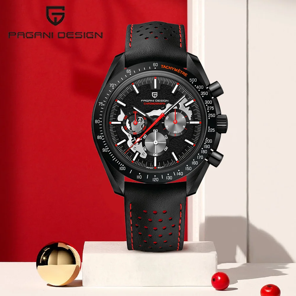 

Мужские часы Pagani Design 2022, роскошные кварцевые часы, мужские часы с хронографом, сапфировое зеркало, кожаные спортивные часы, водонепроницаемые часы