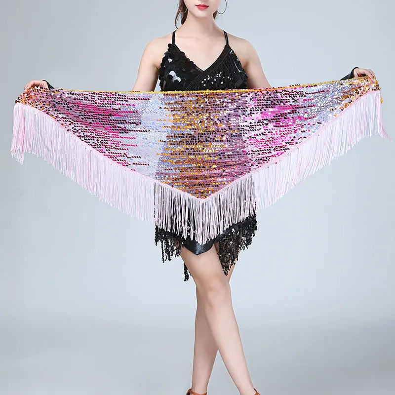 Belly Dance เข็มขัด Tassel Sequins ห่วงโซ่เอวสะโพกผ้าพันคอผู้หญิง Oriental Belly เต้นรำเข็มขัดฝึกเครื่องแต่งกาย