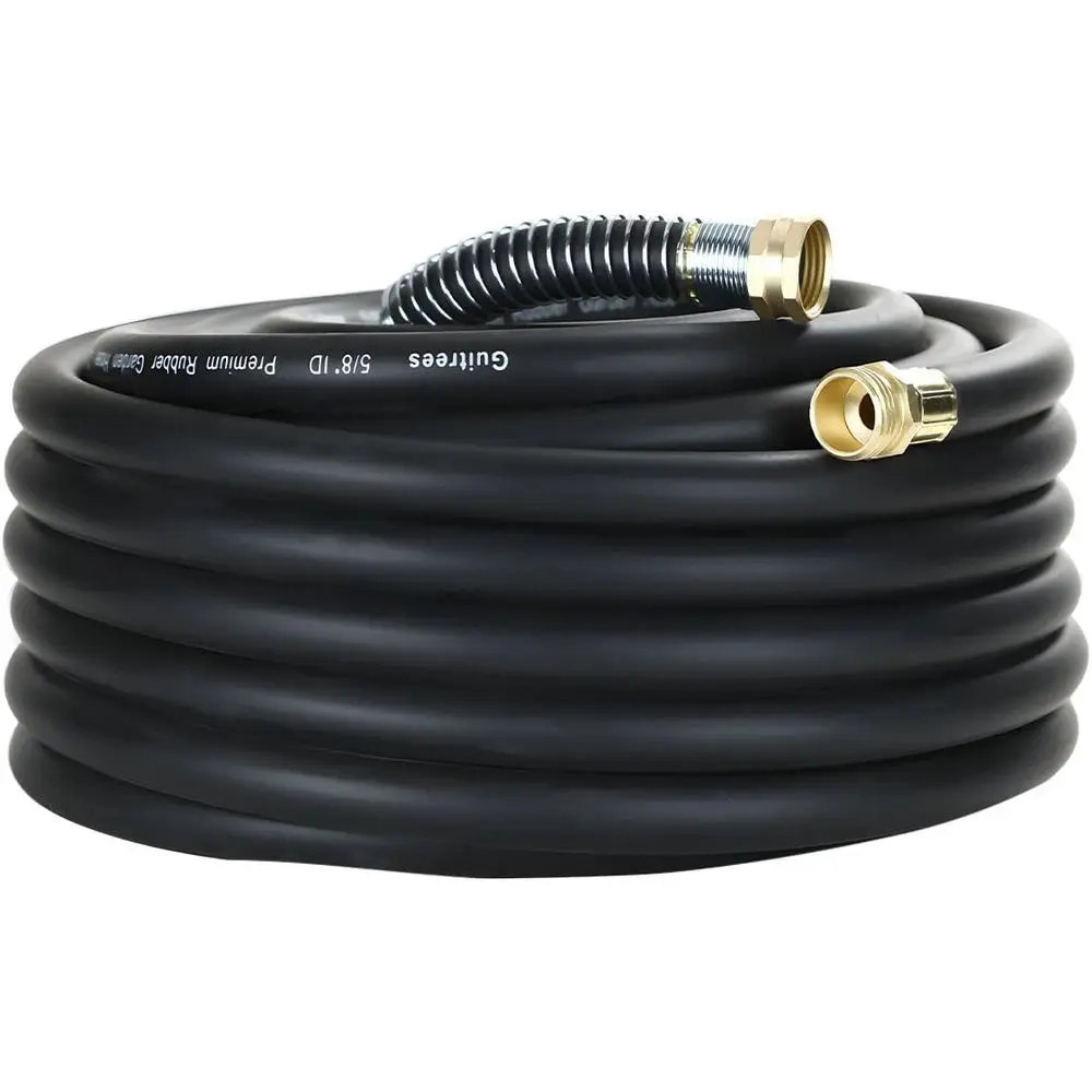 

50-Foot 5/8 Heavy-Duty Rubber Garden Hose - 300psi, 1000psi Burst - Hot/Cold Water - 5-Layer Braided for Durability - Ideal for