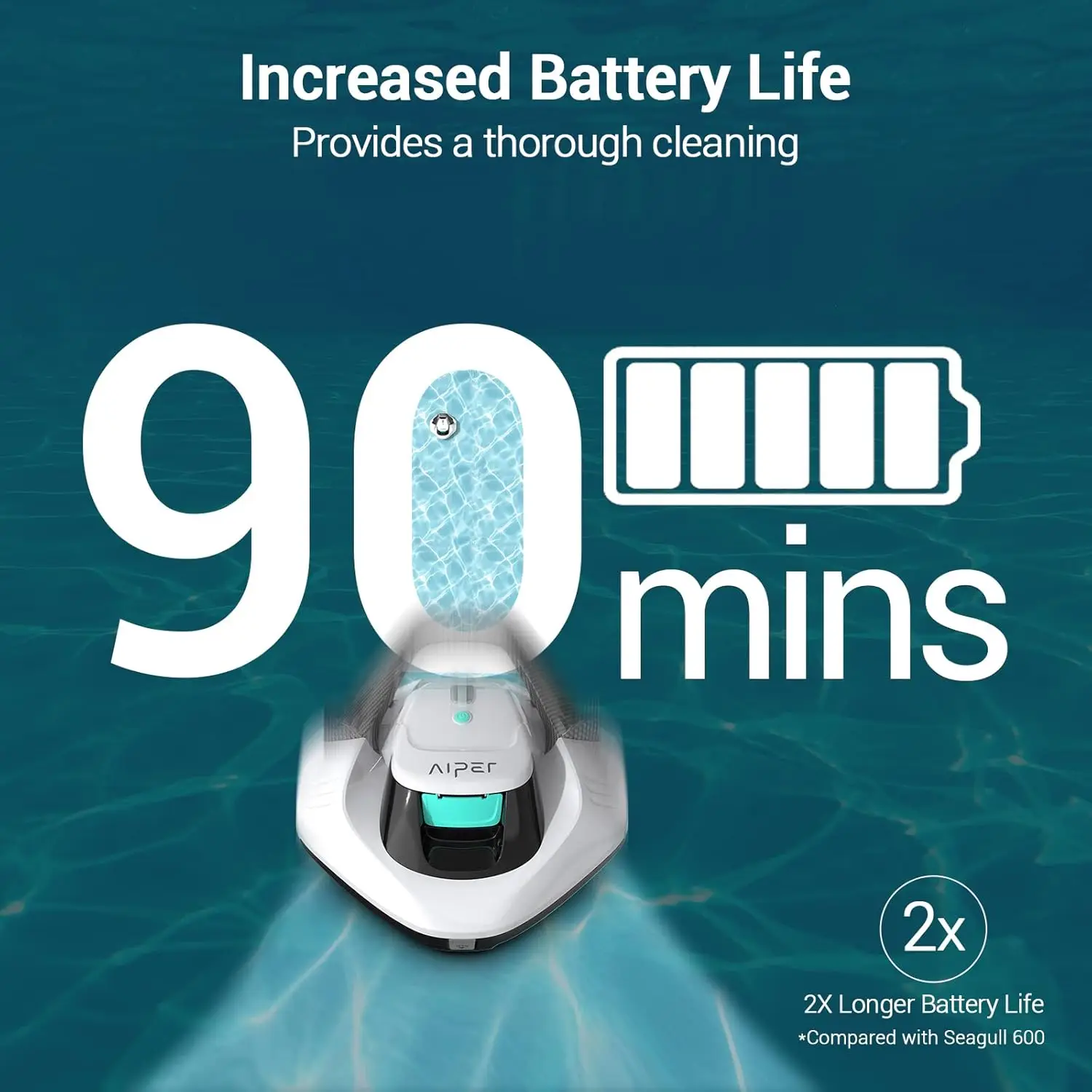 Seagull SE Wireless Robot Pool Cleaner, Pool Vacuum Cleaner Lasts 90 Minutes, LED Display, Self-Parking, Ideal for Abovegr